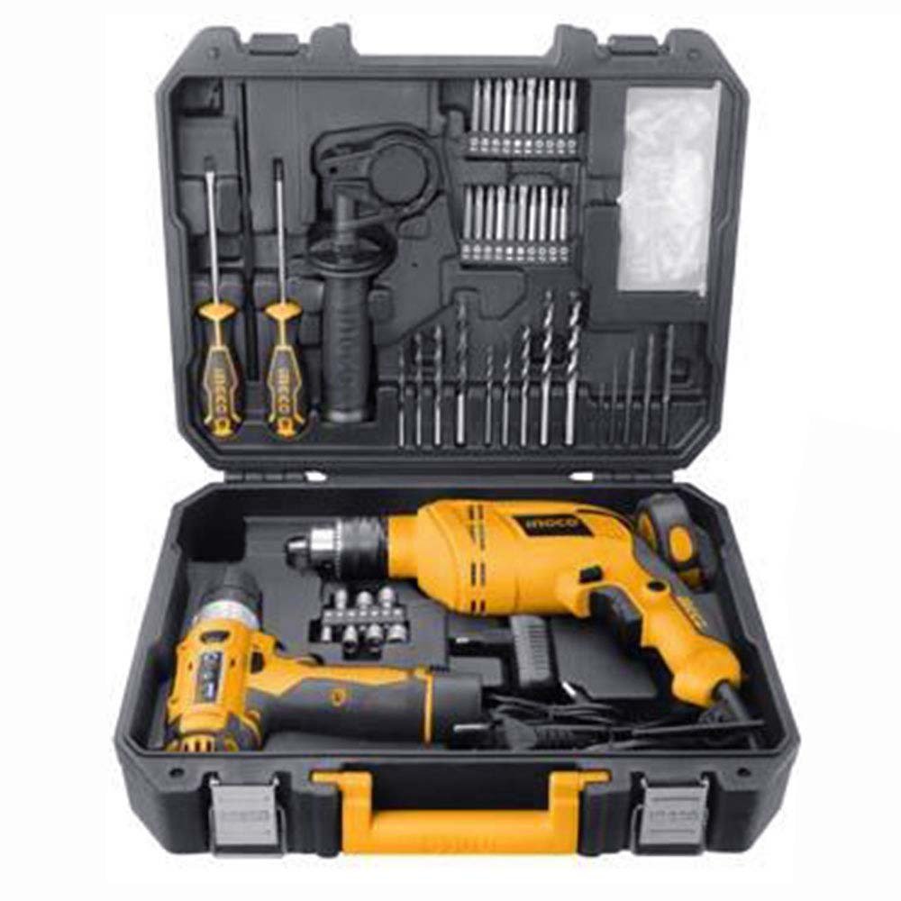 HKTHP11071.jpg طقم شنيور 650 واط + شنيور شحن 12 فولت 107 قطعة - الصورة 1