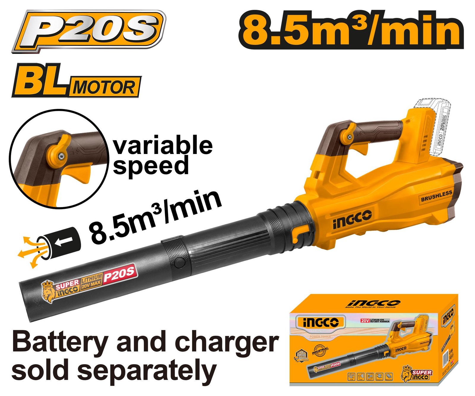 CABLI20428 بلاور 20 فولت سرعات خدمه شاقه بدون بطاريه CABLI20428 - الصورة 1