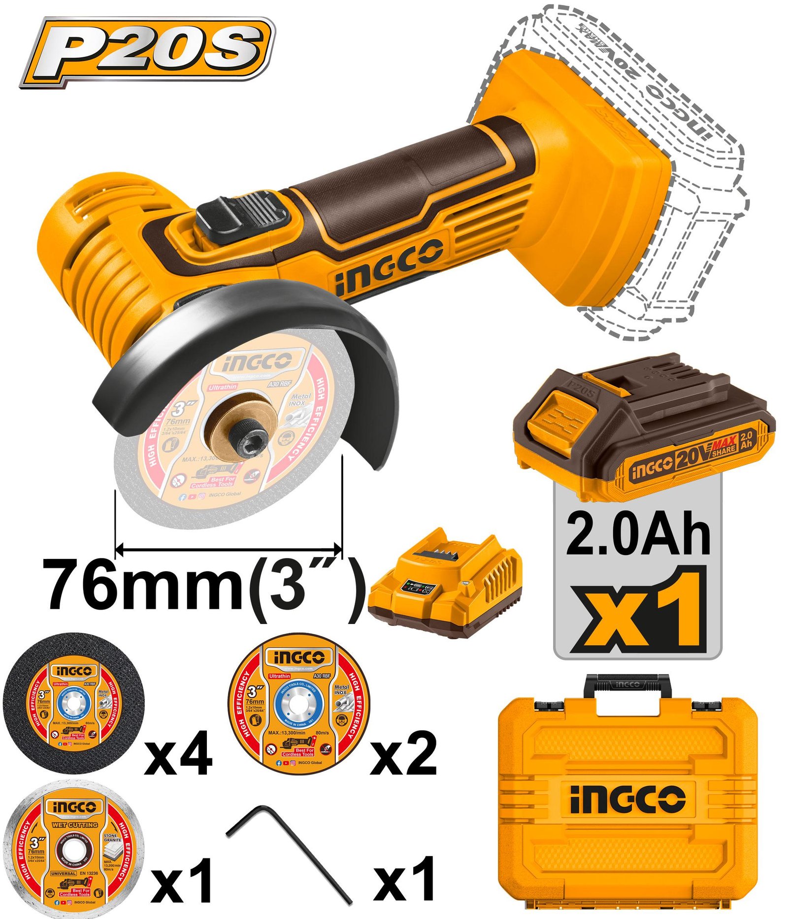 CAGLI76012 صاروخ قطع 3 بوصه 20 فولت بطاريه و شاحن CAGLI76012 - الصورة 1