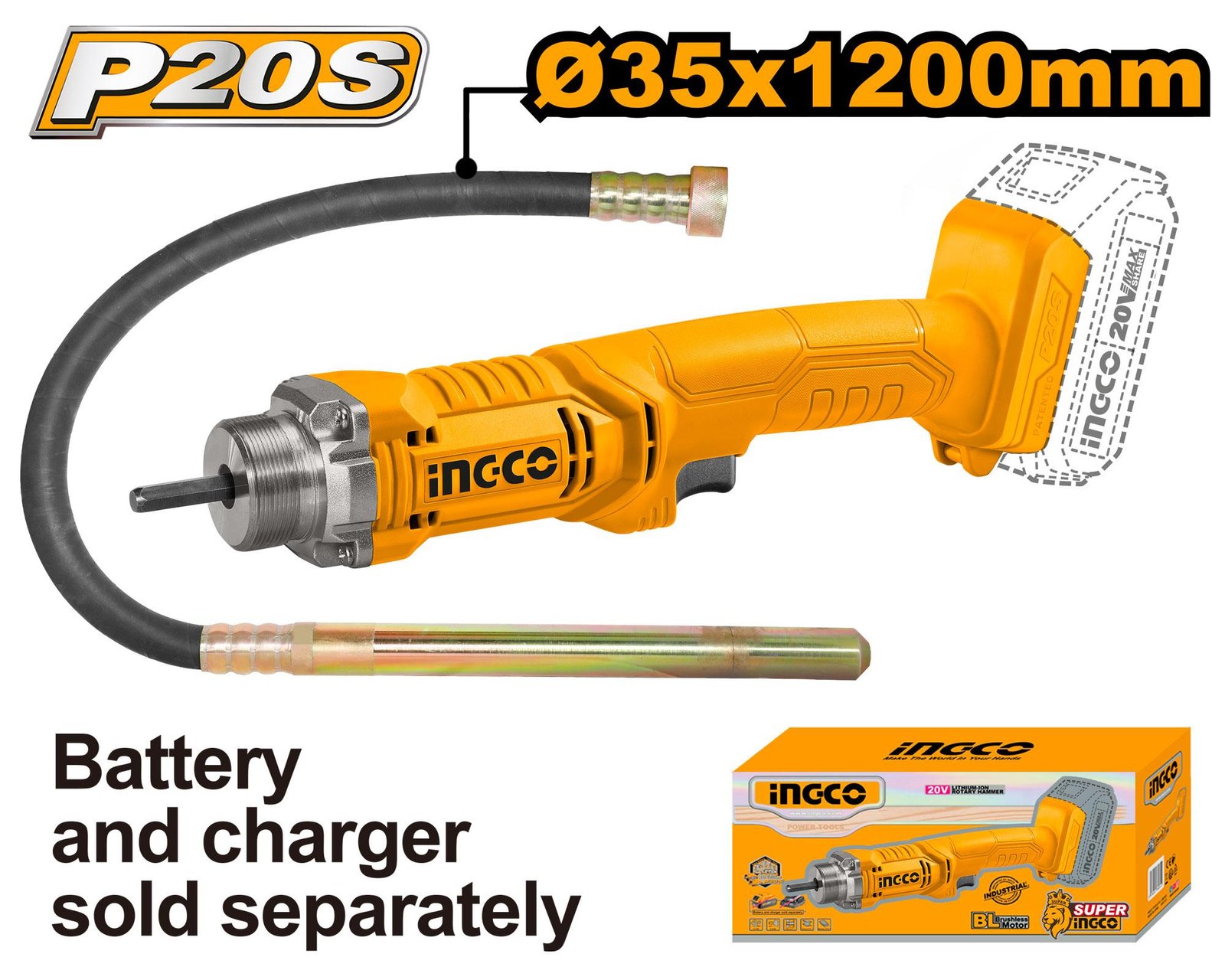 CCVLI202301 هزاز خرسانه 20 فولت بدون بطارية - الصورة 1