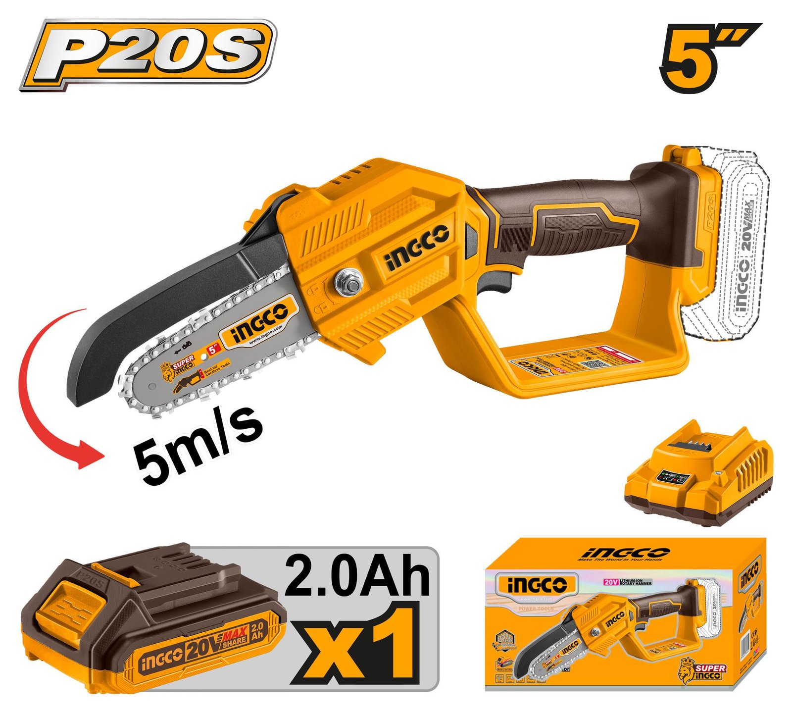 CGSLI20581 منشار تقليم شجر 5 بوصه 20 فولت +بطاريه CGSLI20581 - الصورة 1